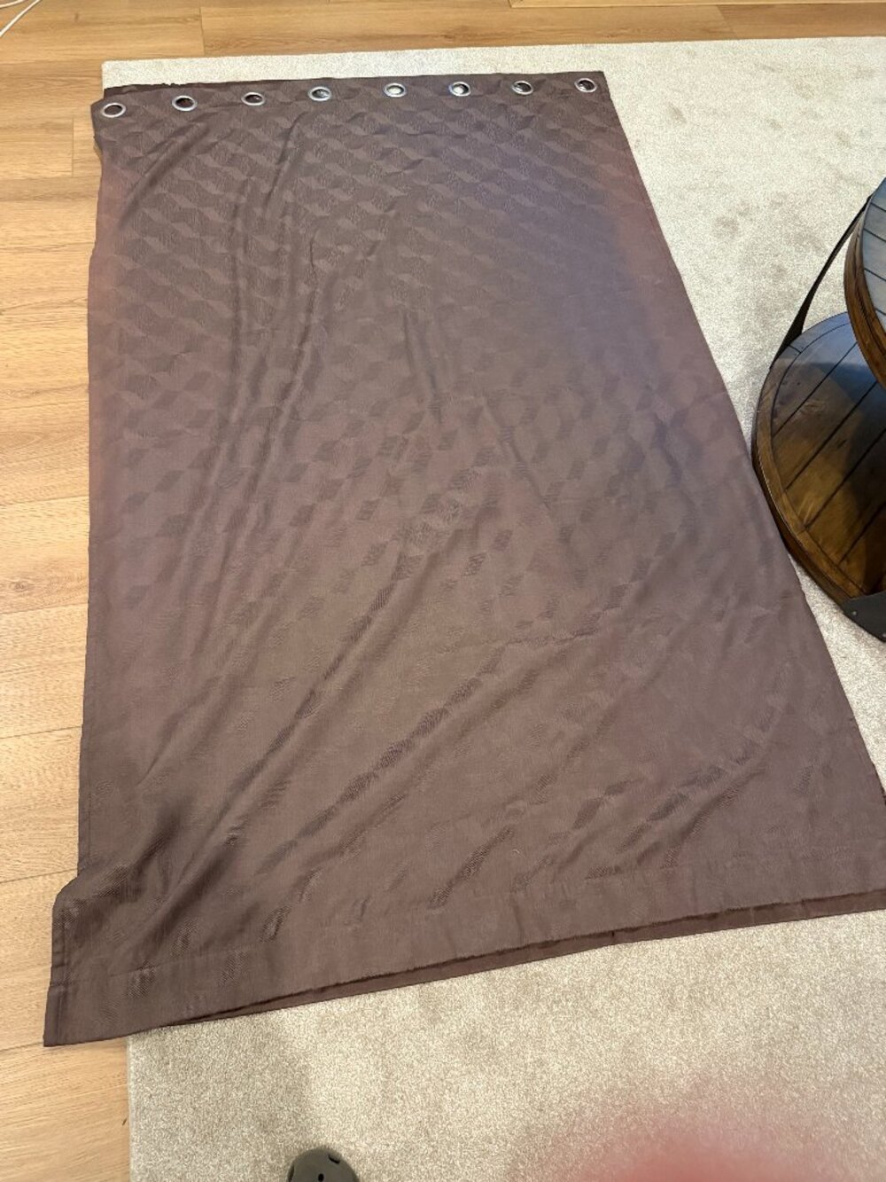 Blackout Curtains Silver Metal Grommets Geometric Diamond Pattern Set of 2 Brown